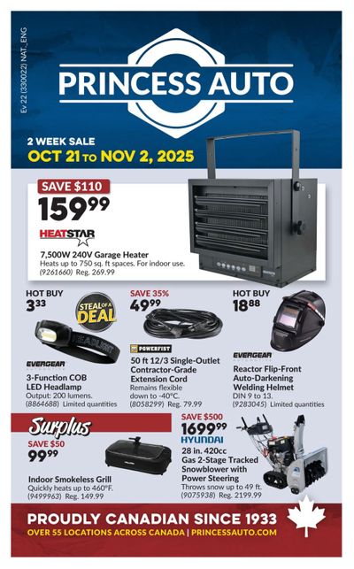 Princess Auto Flyer October 21 to November 2