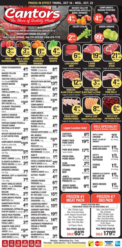 Cantor's Meats Flyer October 16 to 22