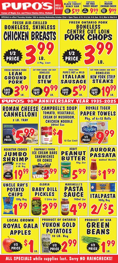 Pupo's Food Market Flyer October 16 to 22