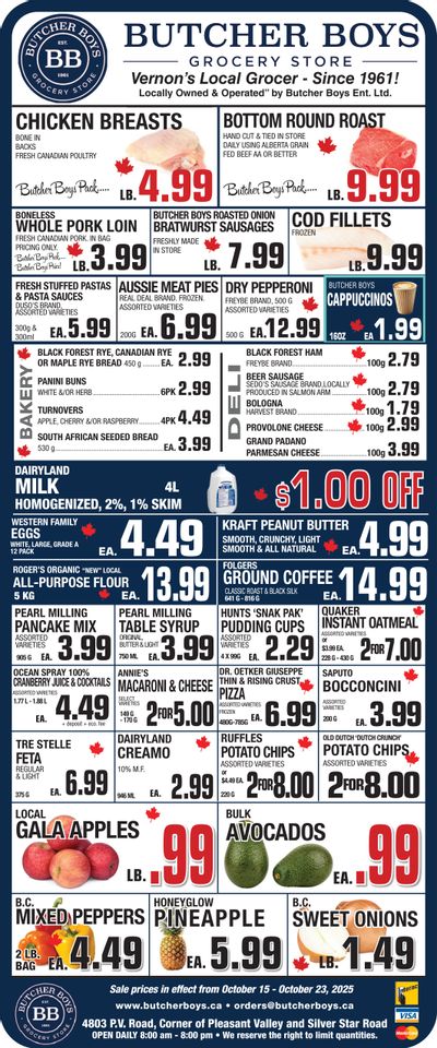 Butcher Boys Grocery Store Flyer October 15 to 23