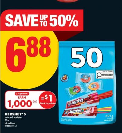 No Frills Ontario Flyer Deals: Hershey 50 Count Halloween Candy or Chocolate $6.88 + 1,000 PC Optimum Points + More