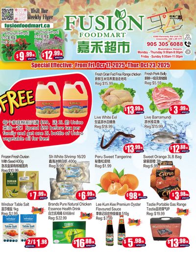 Fusion Supermarket (Unionville)  Flyer October 17 to 23