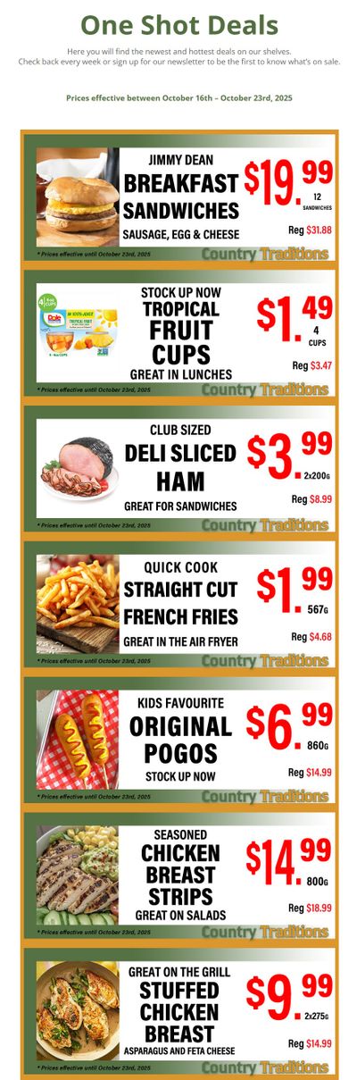 Country Traditions One-Shot Deals Flyer October 16 to 23