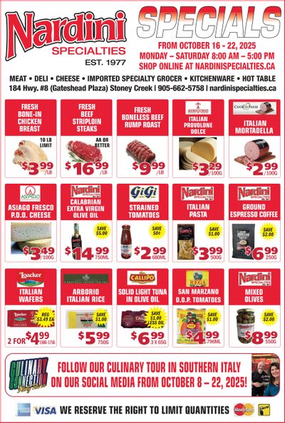 Nardini Specialties Flyer October 16 to 22