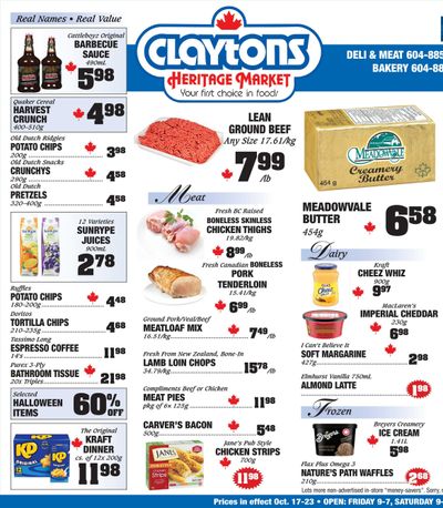 Claytons Heritage Market Flyer October 17 to 23