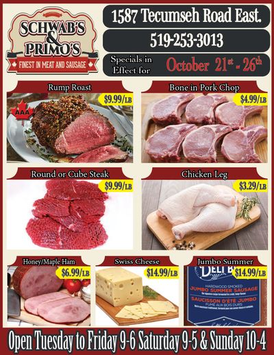 Schwab's & Primo's Flyer October 21 to 26