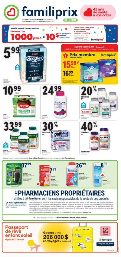 Familiprix Clinique Flyer October 23 to 29