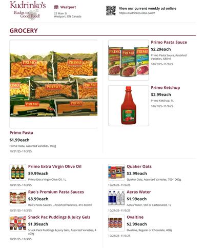 Kudrinko's Flyer October 21 to November 3