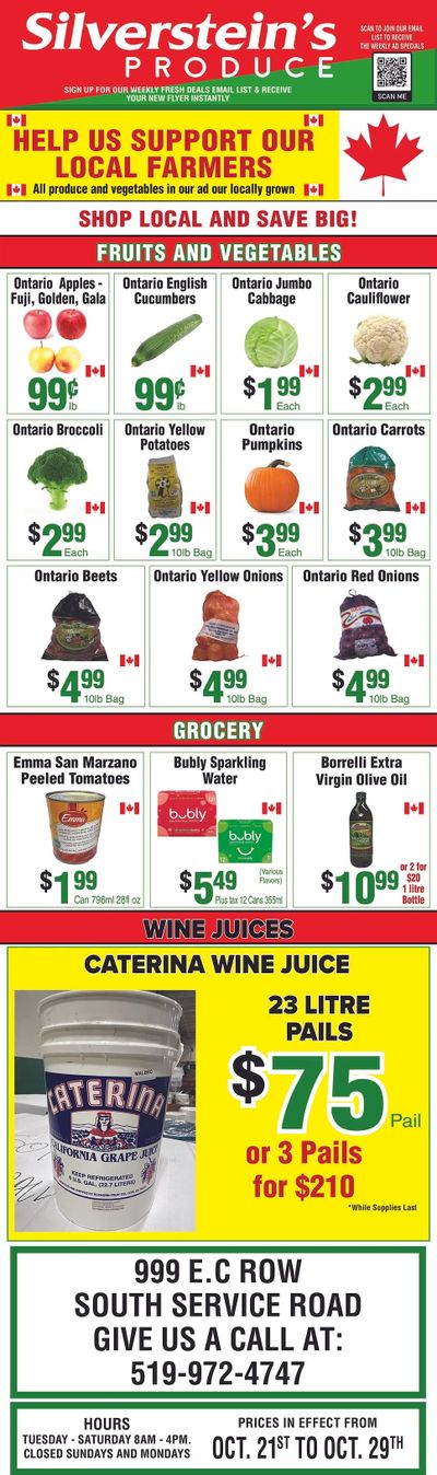 Silverstein's Produce Flyer October 21 to 29