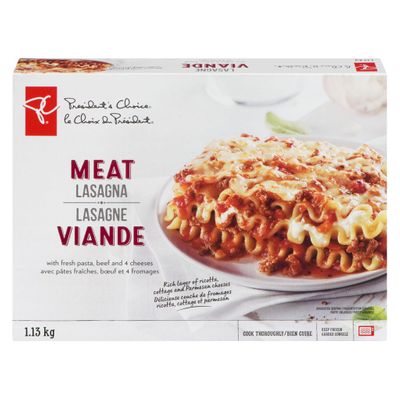 PC Frozen Meat Lasagna, 1.13kg on Sale for $4.99 at Loblaws Canada