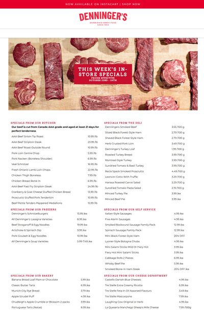 Denninger's Weekly Specials October 22 to 28