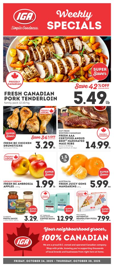 IGA Stores of BC Flyer October 24 to 30