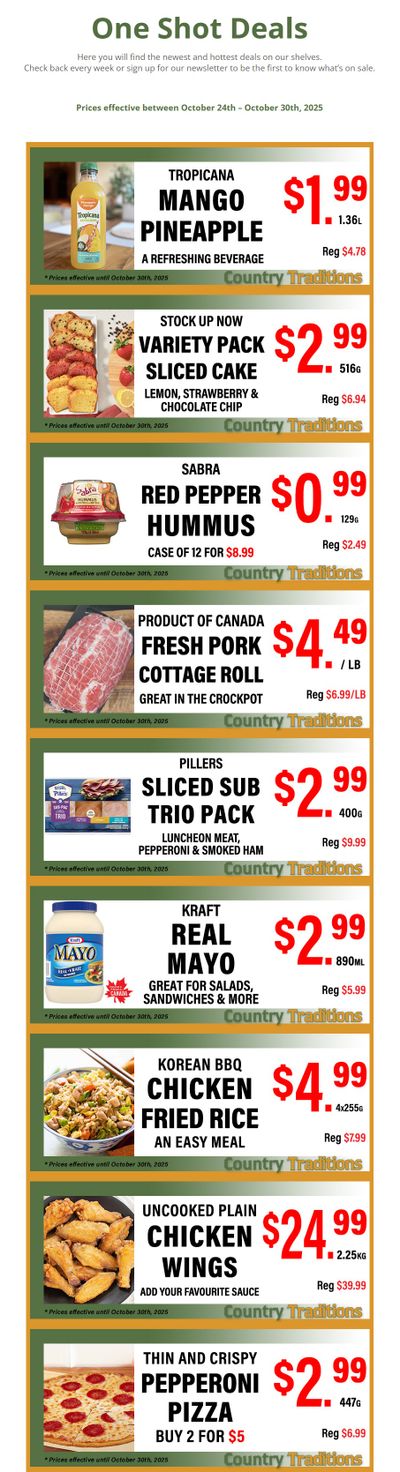 Country Traditions One-Shot Deals Flyer October 24 to 30