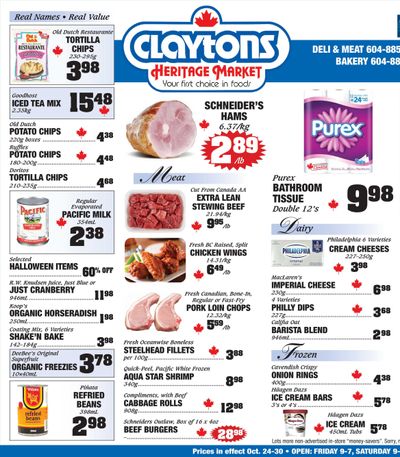 Claytons Heritage Market Flyer October 24 to 30
