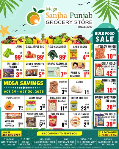Sanjha Punjab Grocery Store Flyer October 24 to 30