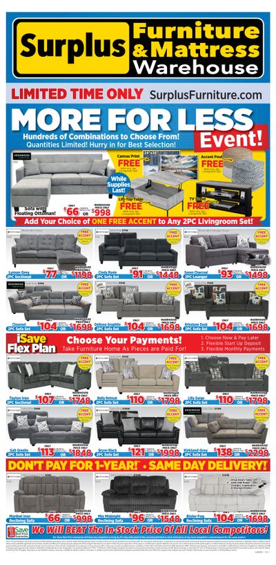 Surplus Furniture & Mattress Warehouse (St. John's, Corner Brook, Grand Falls Windsor) Flyer October 27 to November 16
