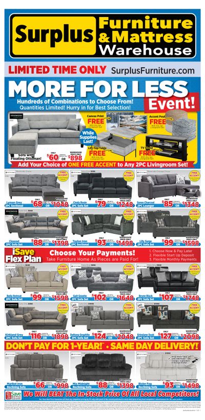 Surplus Furniture & Mattress Warehouse (Dartmouth, Charlottetown, Moncton, Saint John, Fredericton) Flyer October 27 to November 16