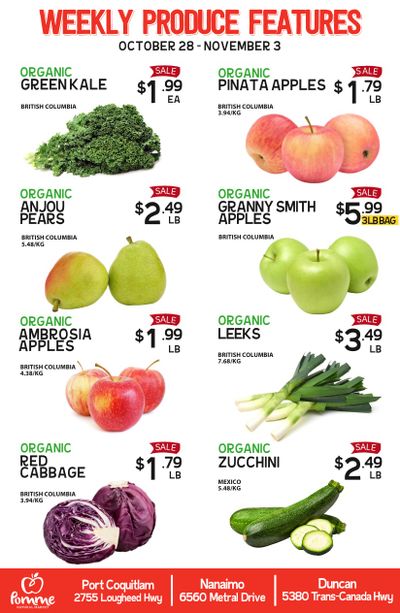 Pomme Natural Market Weekly Produce Flyer October 28 to November 3