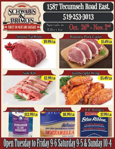 Schwab's & Primo's Flyer October 28 to November 2