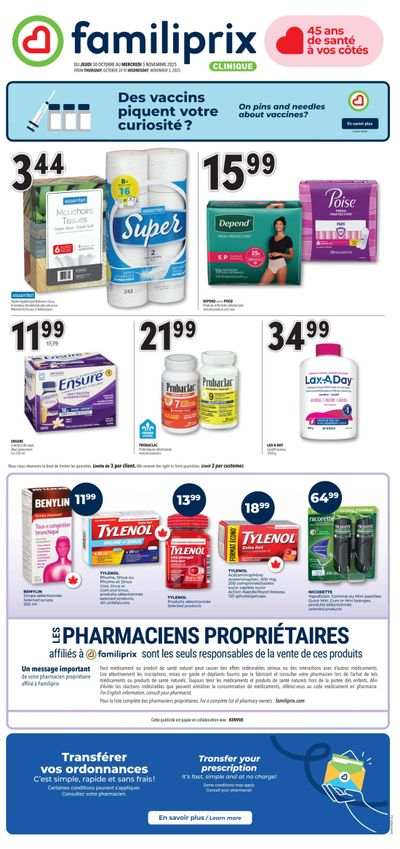 Familiprix Clinique Flyer October 30 to November 5