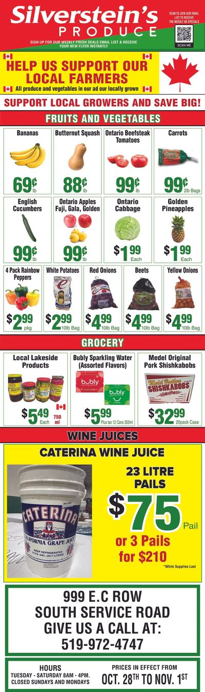 Silverstein's Produce Flyer October 28 to November 1