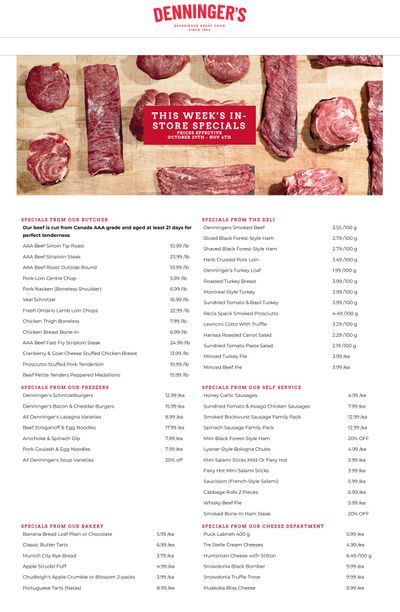 Denninger's Weekly Specials October 29 to November 4