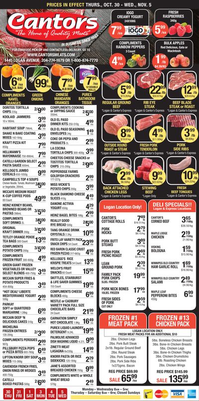 Cantor's Meats Flyer October 30 to November 5