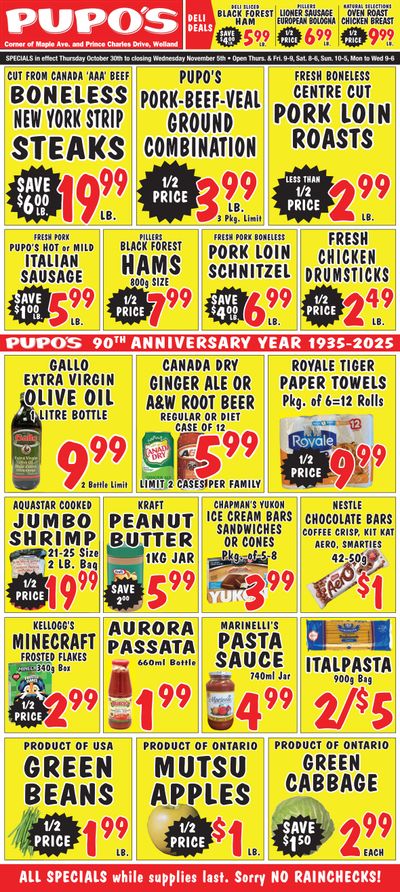 Pupo's Food Market Flyer October 30 to November 5
