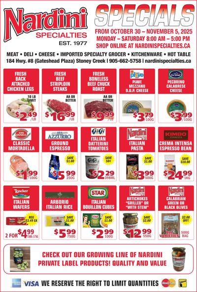 Nardini Specialties Flyer October 30 to November 5