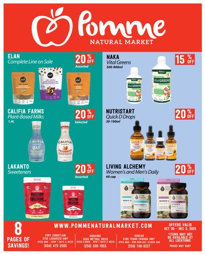 Pomme Natural Market Monthly Specials Flyer October 30 to December 3