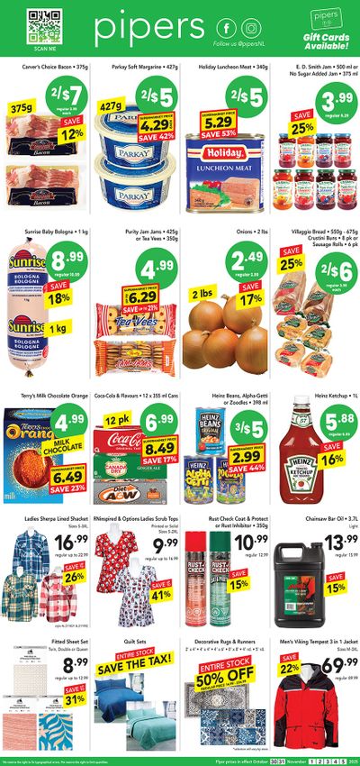 Pipers Superstore Flyer October 30 to November 5