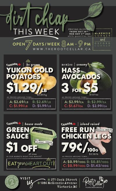 The Root Cellar Flyer October 30 to November 5