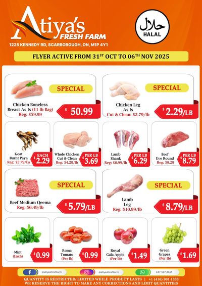 Atiya's Fresh Farm Flyer October 31 to November 6