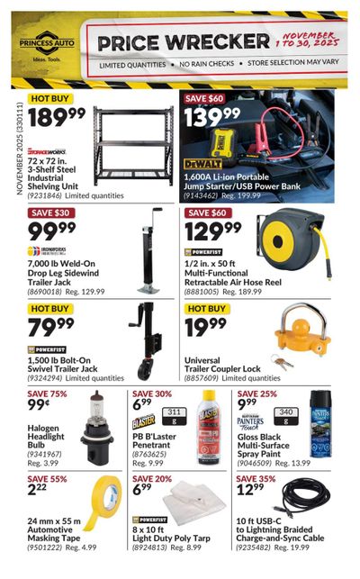 Princess Auto Price Wrecker Flyer November 1 to 30