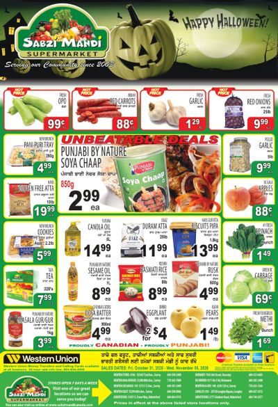Sabzi Mandi Supermarket (Lower Mainland) Flyer October 31 to November 5