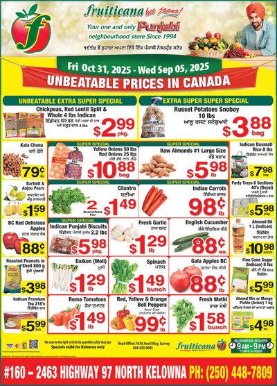 Fruiticana (Kelowna) Flyer October 31 to November 5