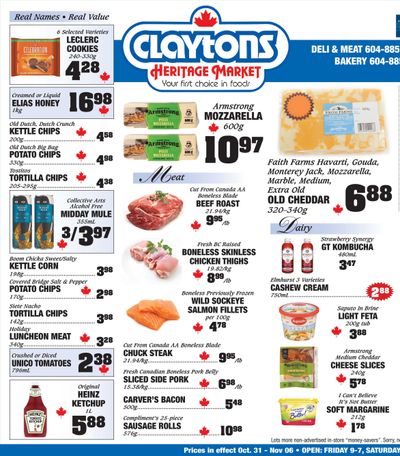 Claytons Heritage Market Flyer October 31 to November 6