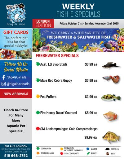 Big Al's (London) Weekend Specials October 31 to November 2