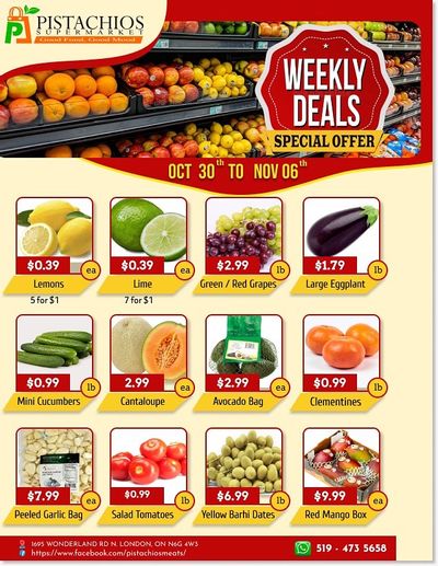 Pistachios Supermarket Flyer October 30 to November 6