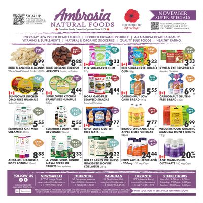 Ambrosia Natural Foods Flyer November 1 to 30