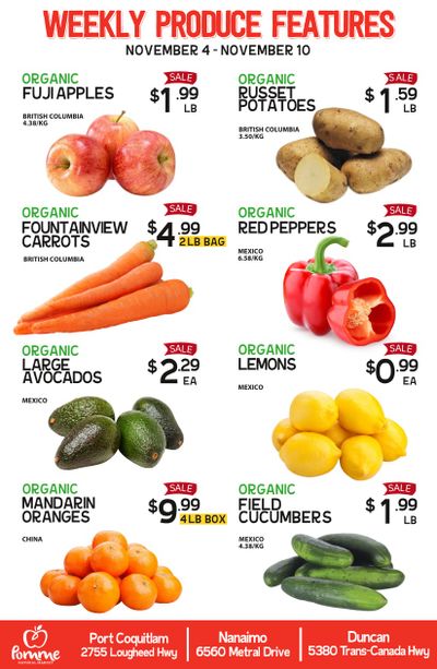 Pomme Natural Market Weekly Produce Flyer November 4 to 10