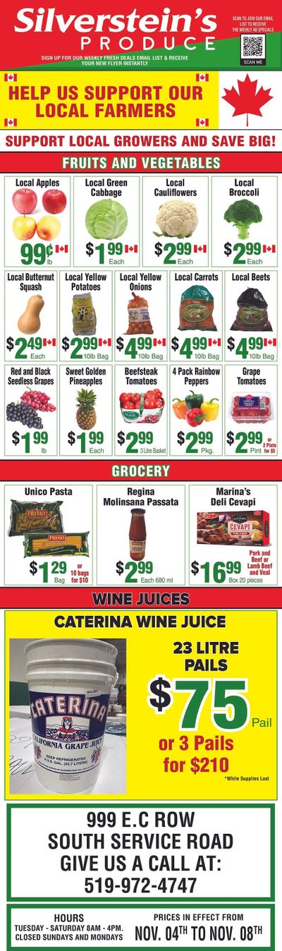 Silverstein's Produce Flyer November 4 to 8