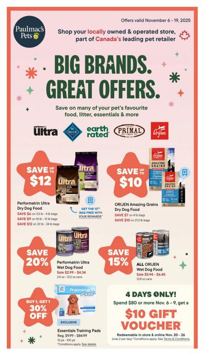 Paulmac's Pets Flyer November 6 to 19