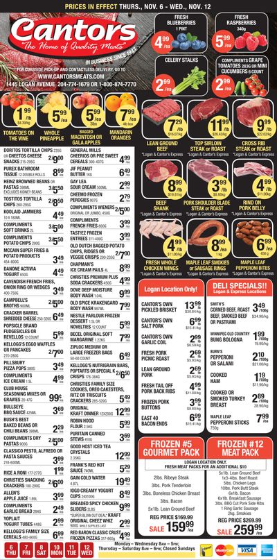 Cantor's Meats Flyer November 6 to 12