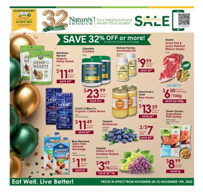 Nature's Emporium Bi-Weekly Flyer November 6 to 19