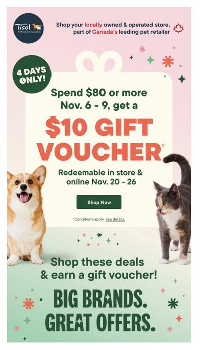 Tisol Pet Nutrition & Supply Stores Flyer November 6 to 9