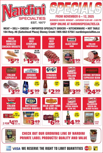 Nardini Specialties Flyer November 6 to 12