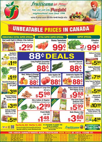 Fruiticana (Greater Vancouver) Flyer November 6 to 12