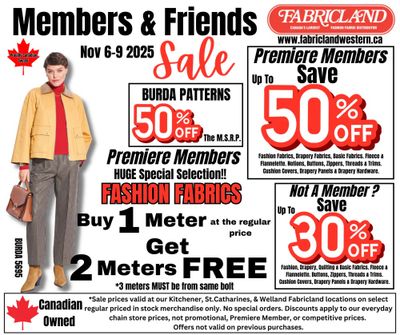 Fabricland (Kitchener, St. Catharines, Welland) Flyer November 6 to 9