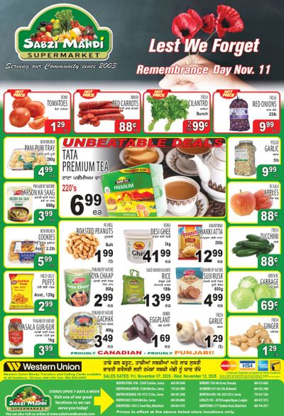 Sabzi Mandi Supermarket (Lower Mainland) Flyer November 7 to 12